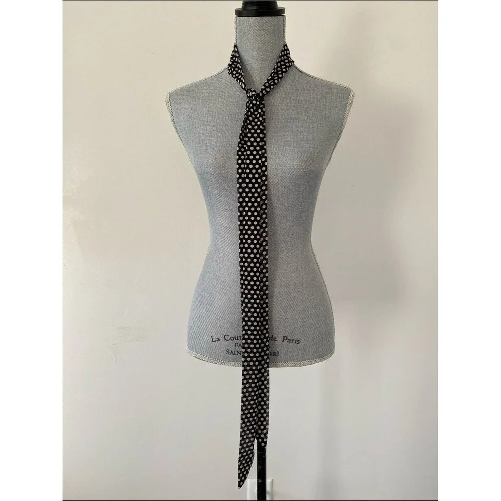 Source Unknown Black Skinny Sheer Polka Dot Tie Scarf Belt Versatile Chic 2 x 73